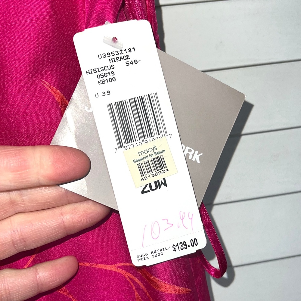 🚫SOLD! •NWT|•JONES NEW YORK•| 100% Silk Pink Orange Hibiscus Floral Skirt - Picture 12 of 14